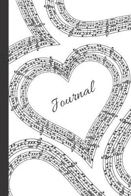 Cover of Black & White Heart Sheet Music Lovers Lover's Gift Pretty Journal for Daily Thoughts Notebook Cute Diary for Women or Men