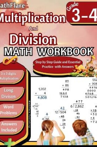 Cover of Multiplication and Division Math Workbook 3rd and 4th Grade