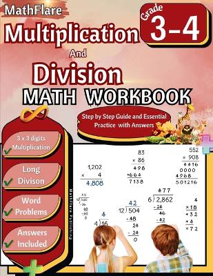 Cover of Multiplication and Division Math Workbook 3rd and 4th Grade