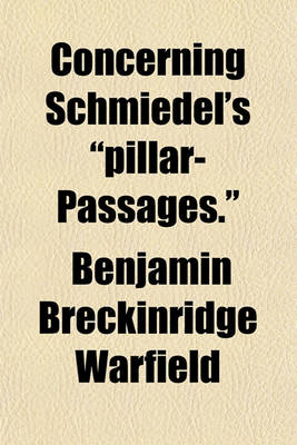 Book cover for Concerning Schmiedel's "Pillar-Passages."