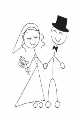 Cover of Wedding Journal Bride Groom Stick Figure Sketch