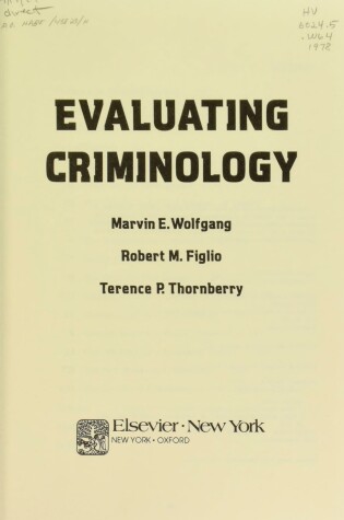 Cover of Evaluating Criminology