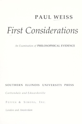 Cover of First Considerations