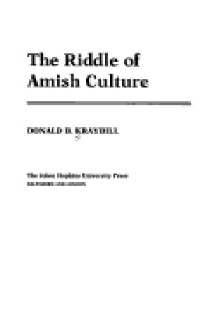 Cover of The Riddle of Amish Culture