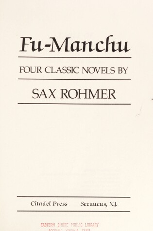 Cover of Fu Manchu Rohmer