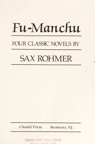 Book cover for Fu Manchu Rohmer