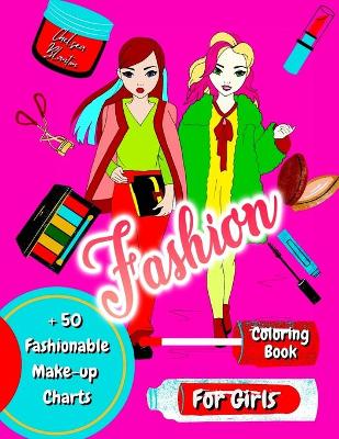 Book cover for Fashion Coloring book for Girls + 50 Fashionable Word Search Puzzles