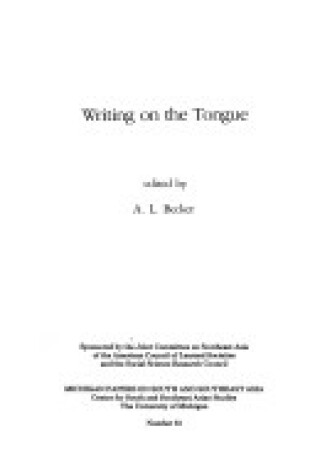 Cover of Writing on Tongue Pb