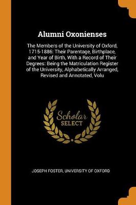 Book cover for Alumni Oxonienses