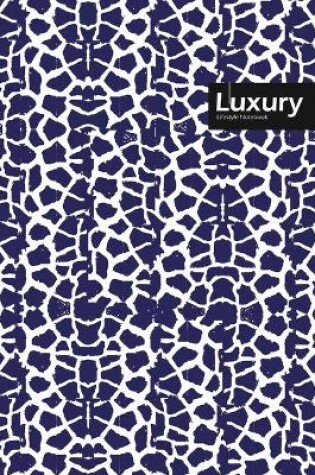 Cover of Luxury Lifestyle, Animal Print, Write-in Notebook, Dotted Lines, Wide Ruled, Medium Size 6 x 9 Inch, 288 Pages (Blue)