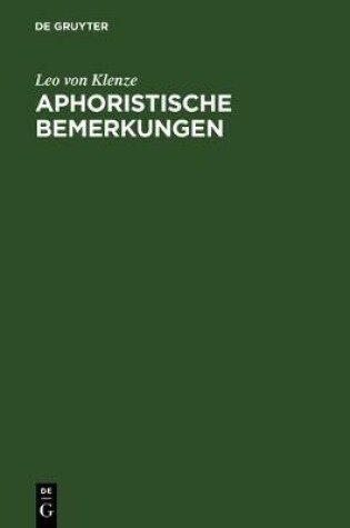 Cover of Aphoristische Bemerkungen