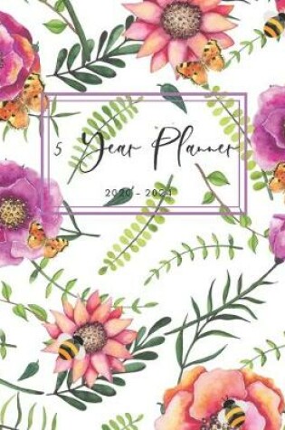 Cover of 2020-2024 Five Year Planner Monthly Calendar Flower Branch Goals Agenda Schedule Organizer