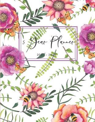 Book cover for 2020-2024 Five Year Planner Monthly Calendar Flower Branch Goals Agenda Schedule Organizer