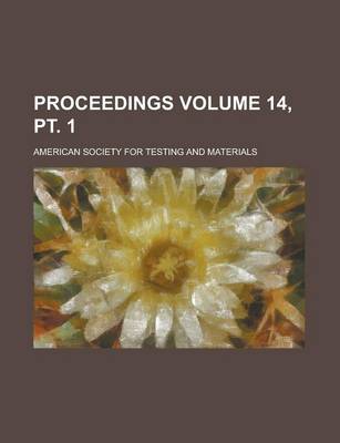 Book cover for Proceedings Volume 14, PT. 1