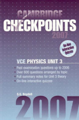 Cover of Cambridge Checkpoints VCE Physics Unit 3 2007