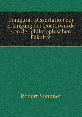 Book cover for Inaugural-Dissertation zur Erlangung der Doctorwürde von der philosophischen Fakultät