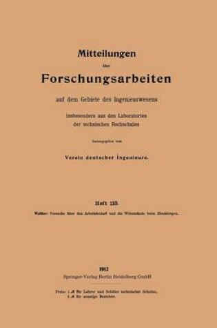 Cover of Mitteilungen UEber Forschungsarbeiten