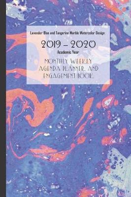 Book cover for Lavender Blue and Tangerine Marble Watercolor Design 2019 - 2020 Academic Year