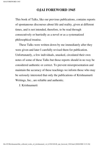 Book cover for The Collected Works of J. Krishnamurti, (1945-1948)