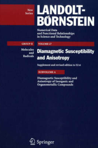 Cover of Diamagnetic Susceptibility and Anisotropy of Inorganic and Organometallic Compounds