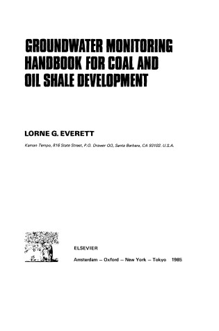 Cover of Groundwater Monitoring Handbook for Coal and Oil Shale Development