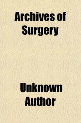 Cover of Archives of Surgery Volume 10