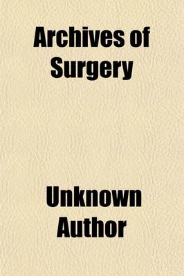 Book cover for Archives of Surgery Volume 10