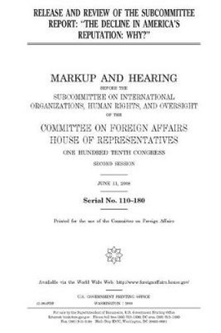 Cover of Release and review of the subcommittee report