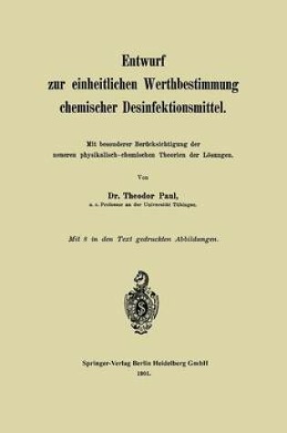 Cover of Entwurf Zur Einheitlichen Werthbestimmung Chemischer Desinfektionsmittel