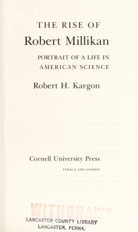 Book cover for Rise of Robert Millikan