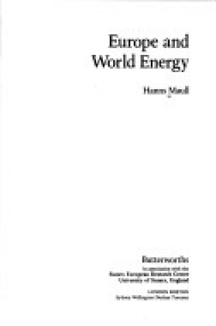 Cover of Europe and World Energy