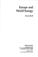 Book cover for Europe and World Energy