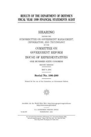Cover of Results of the Department of Defense's fiscal year 1999 financial statements audit