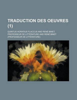 Book cover for Traduction Des Oeuvres (1 )
