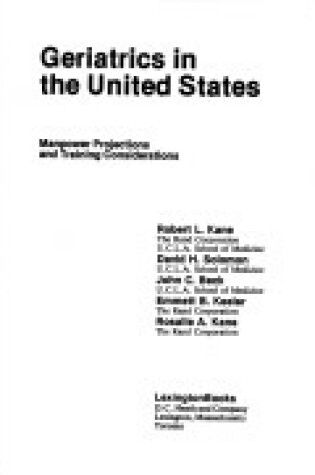Cover of Geriatrics in the United States
