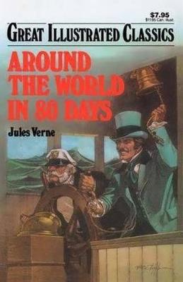 Book cover for Around the World in 80 Days illustrated