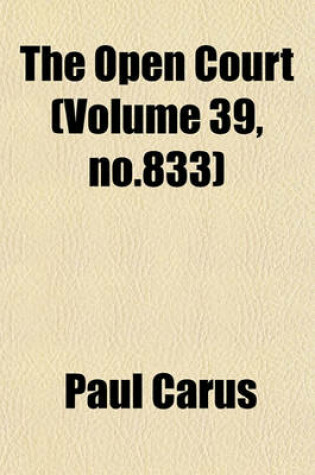 Cover of The Open Court (Volume 39, No.833)