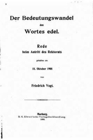 Cover of Der Bedeutungswandel des Wortes edel