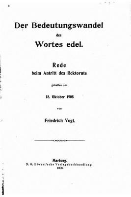 Book cover for Der Bedeutungswandel des Wortes edel