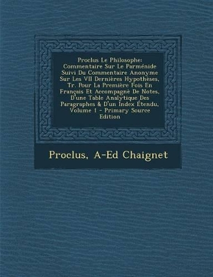 Book cover for Proclus Le Philosophe