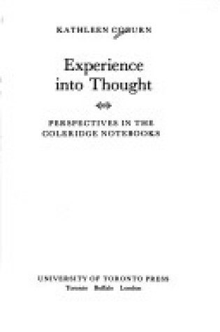 Cover of Experience Into Thought