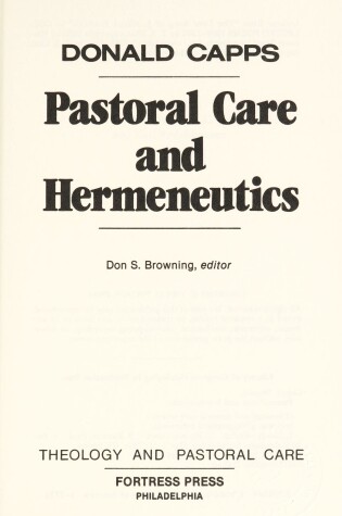 Cover of Pastoral Care and Hermeneutics