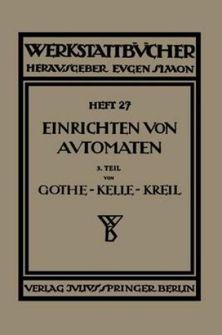 Cover of Das Einrichten Von Automaten