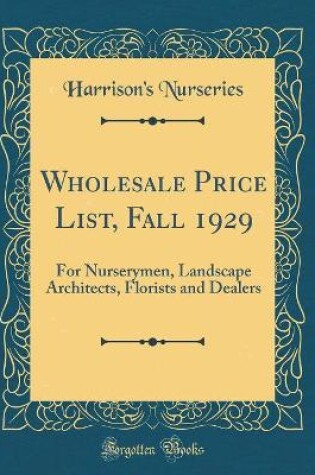 Cover of Wholesale Price List, Fall 1929