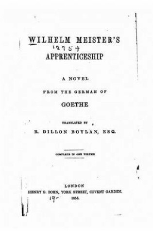 Cover of Wilhelm Meister's Apprenticeship, a Novel