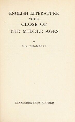 Book cover for English Literature at the Close of the Middle Ages