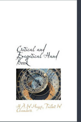 Cover of Critical and Exegetical Hand Book