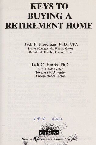 Cover of Keys to Buying a Retirement Home