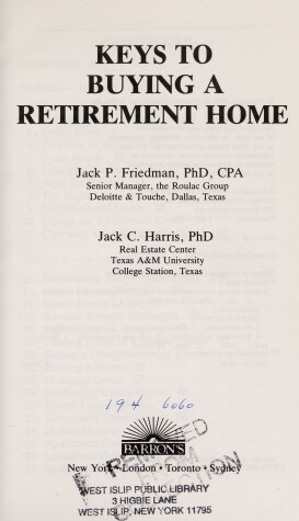 Book cover for Keys to Buying a Retirement Home