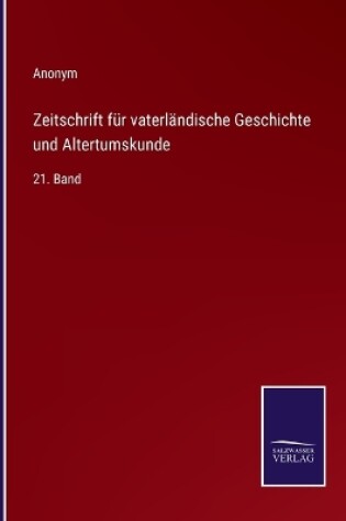 Cover of Zeitschrift für vaterländische Geschichte und Altertumskunde